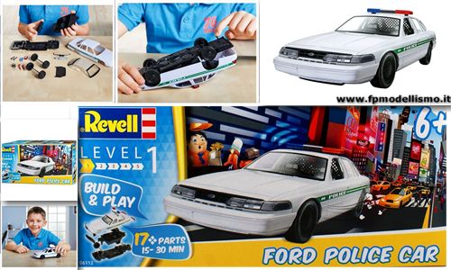 OFFERTA NATALIZIA! Build & Play - Ford Police Car in Scala 1:25 Revell 06112 * EURO 10,00 in Kit ** Euro 15,00 Costruita (Iva Incl.)